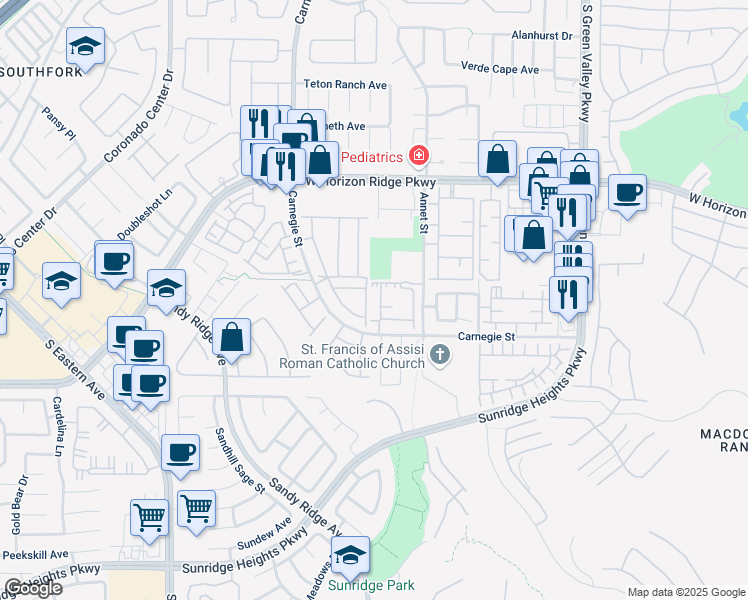 map of restaurants, bars, coffee shops, grocery stores, and more near 830 Carnegie Street in Henderson