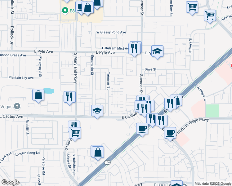 map of restaurants, bars, coffee shops, grocery stores, and more near 1567 Stone Valley Avenue in Las Vegas