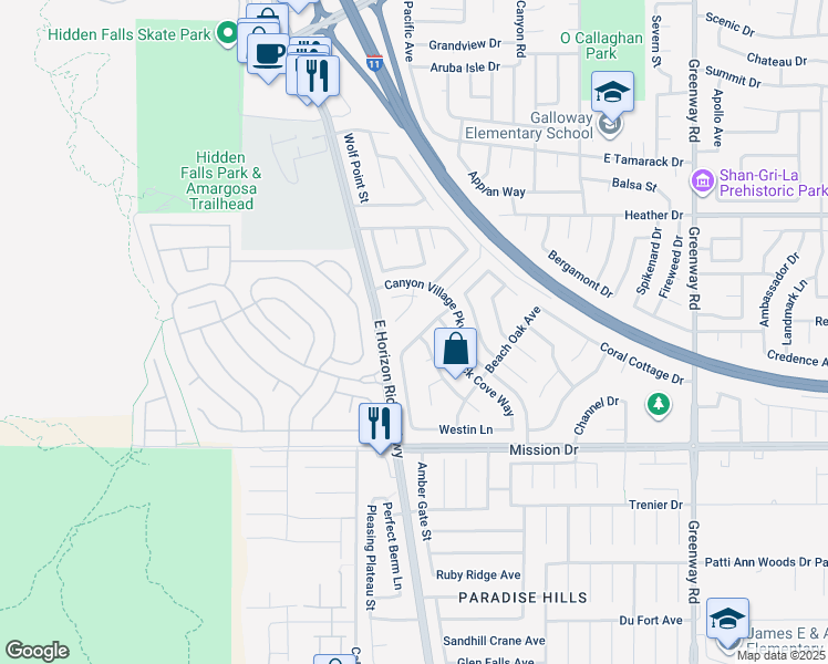map of restaurants, bars, coffee shops, grocery stores, and more near 110 Mint Orchard Drive in Henderson