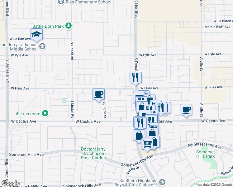 map of restaurants, bars, coffee shops, grocery stores, and more near 5094 Tunnel Falls Drive in Las Vegas