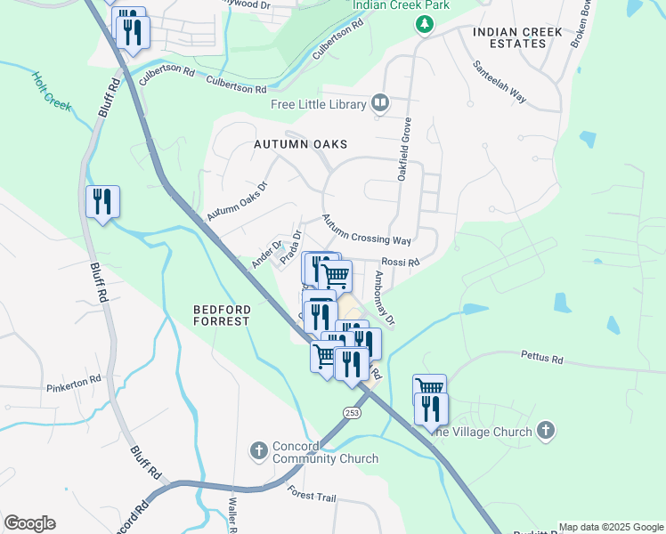 map of restaurants, bars, coffee shops, grocery stores, and more near 8515 Calistoga Way in Brentwood