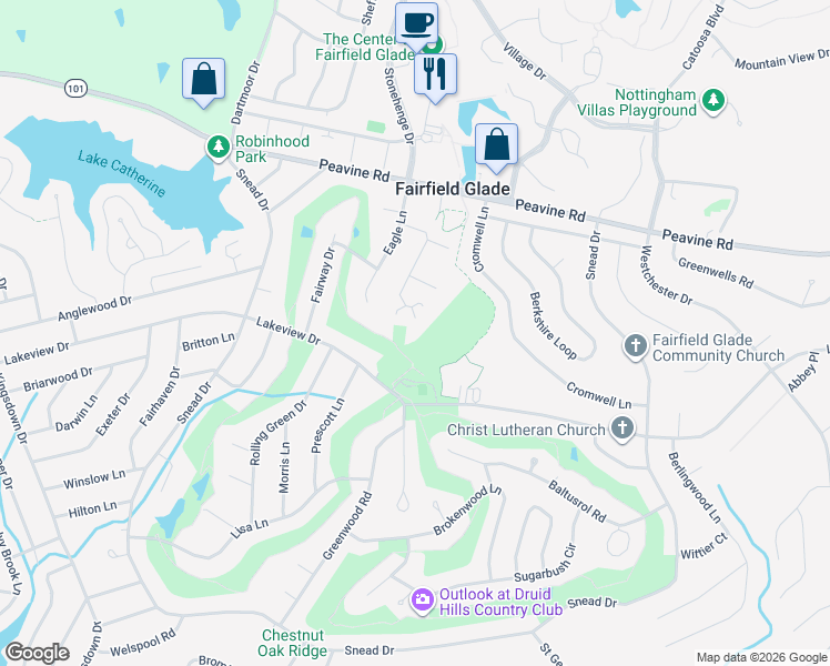 map of restaurants, bars, coffee shops, grocery stores, and more near 75 Eagle Court in Crossville