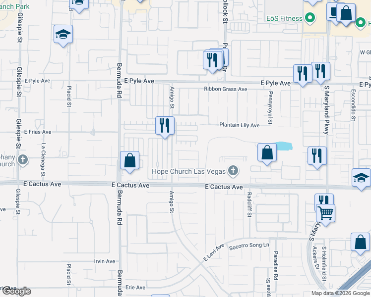 map of restaurants, bars, coffee shops, grocery stores, and more near 10346 South Gunter Hill Court in Las Vegas