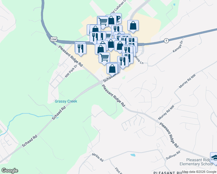 map of restaurants, bars, coffee shops, grocery stores, and more near 2904 Large Oak Lane in Knoxville
