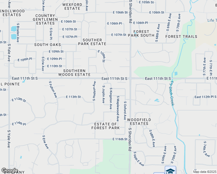 map of restaurants, bars, coffee shops, grocery stores, and more near 6004 East 112th Street in Tulsa