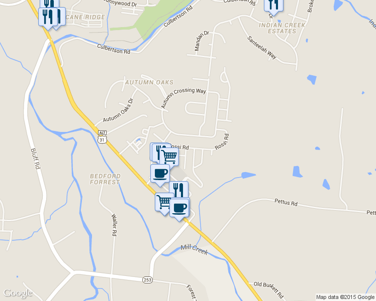 map of restaurants, bars, coffee shops, grocery stores, and more near 8603 Altesse Way in Brentwood
