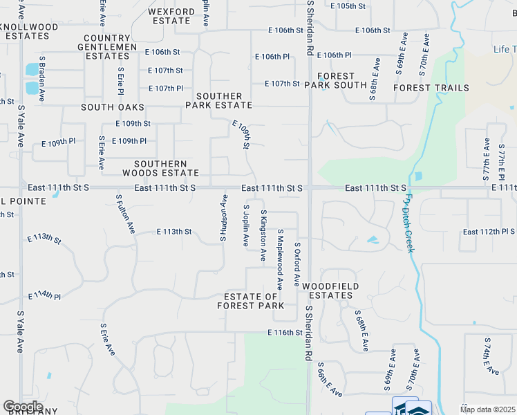 map of restaurants, bars, coffee shops, grocery stores, and more near 6004 East 112th Street in Tulsa