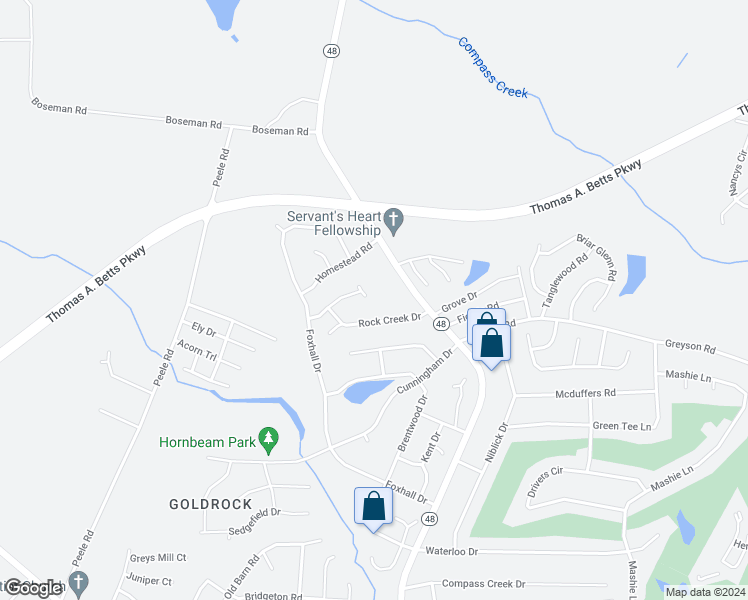 map of restaurants, bars, coffee shops, grocery stores, and more near 1405 Treetop Lane in Rocky Mount