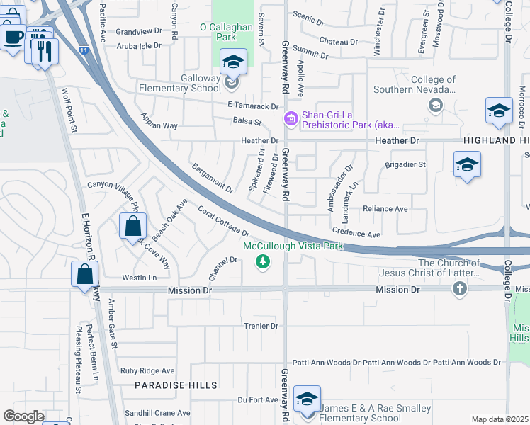 map of restaurants, bars, coffee shops, grocery stores, and more near 334 Wintercress Drive in Henderson