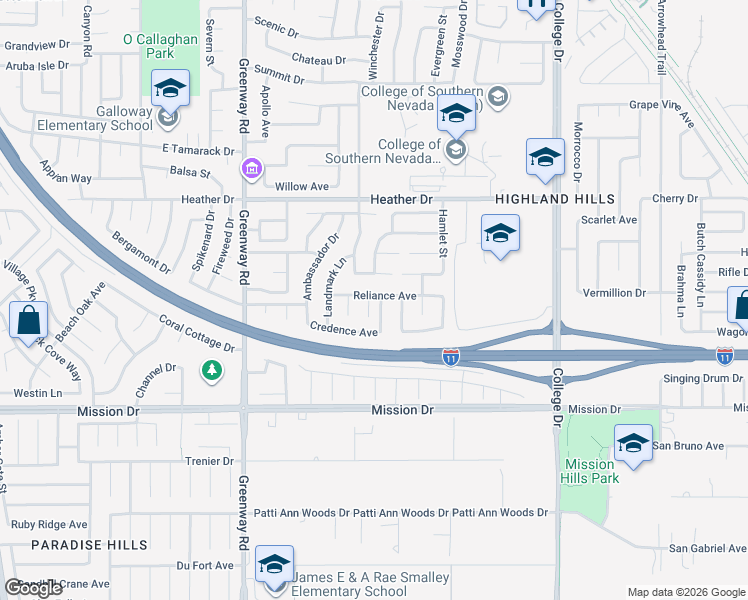map of restaurants, bars, coffee shops, grocery stores, and more near 842 Envoy Circle in Henderson