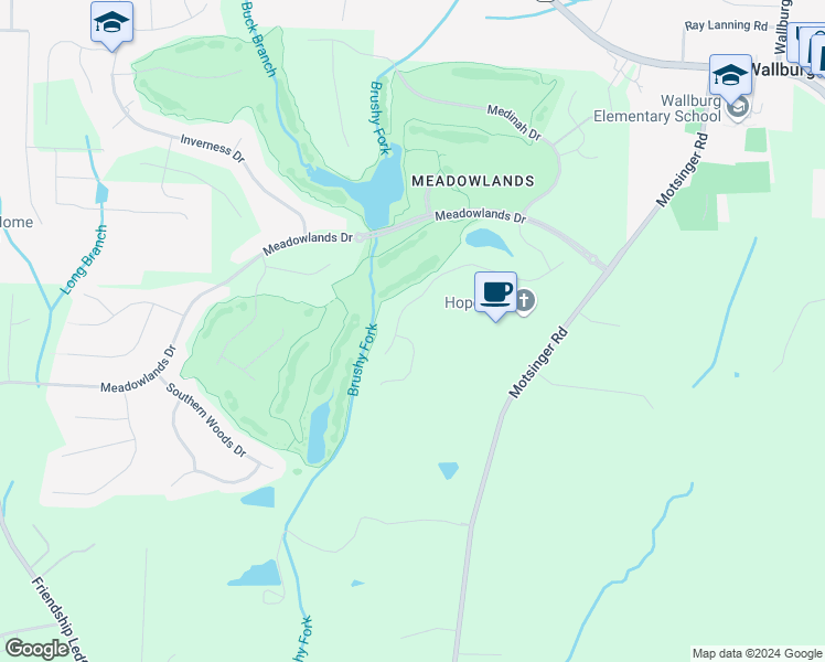 map of restaurants, bars, coffee shops, grocery stores, and more near 105 Rannoch Court in Winston-Salem