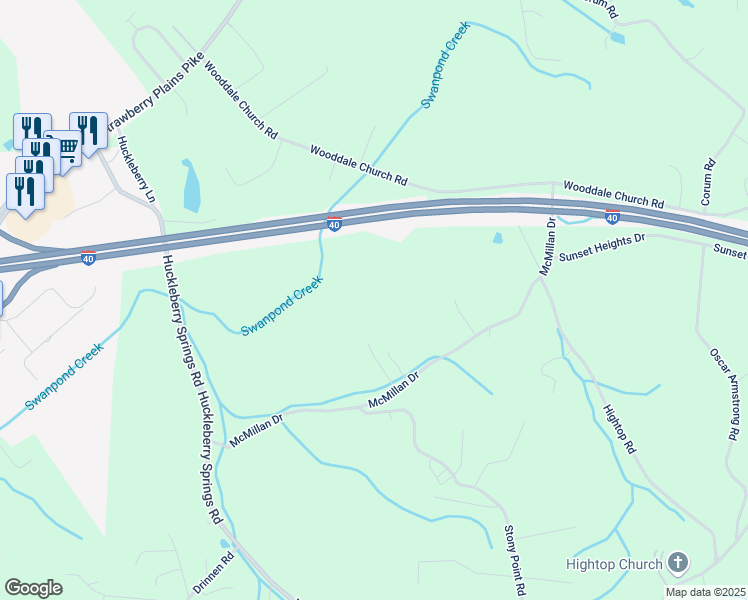 map of restaurants, bars, coffee shops, grocery stores, and more near 7713 McMillan Drive in Knoxville