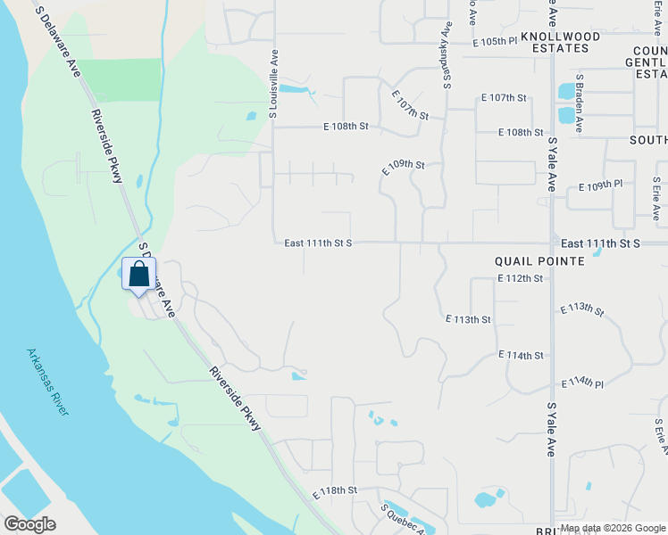 map of restaurants, bars, coffee shops, grocery stores, and more near 3816 East 111th Street South in Tulsa
