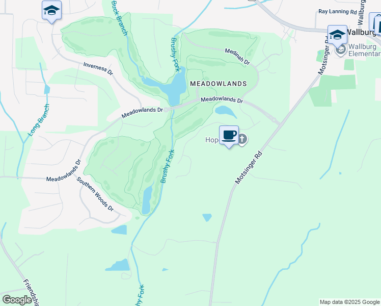 map of restaurants, bars, coffee shops, grocery stores, and more near 105 Rannoch Court in Winston-Salem