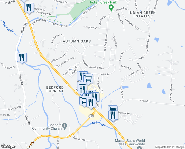 map of restaurants, bars, coffee shops, grocery stores, and more near 8232 Rossi Road in Brentwood