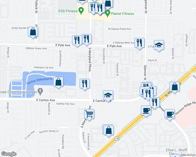 map of restaurants, bars, coffee shops, grocery stores, and more near 1281 Sand Castle Avenue in Las Vegas