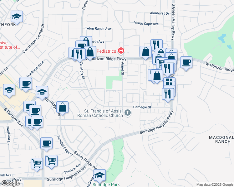 map of restaurants, bars, coffee shops, grocery stores, and more near 830 Carnegie Street in Henderson