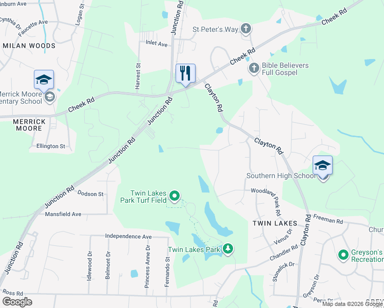 map of restaurants, bars, coffee shops, grocery stores, and more near 750 Junction Road in Durham