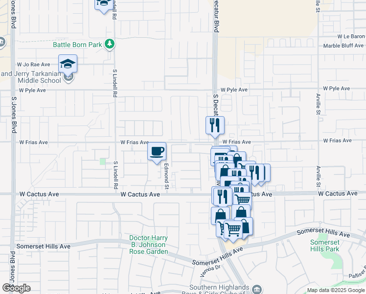 map of restaurants, bars, coffee shops, grocery stores, and more near 5099 Gibson Falls Court in Las Vegas