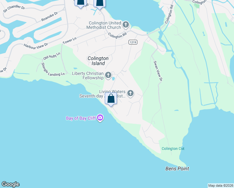 map of restaurants, bars, coffee shops, grocery stores, and more near 112 Peeler Place in Kill Devil Hills