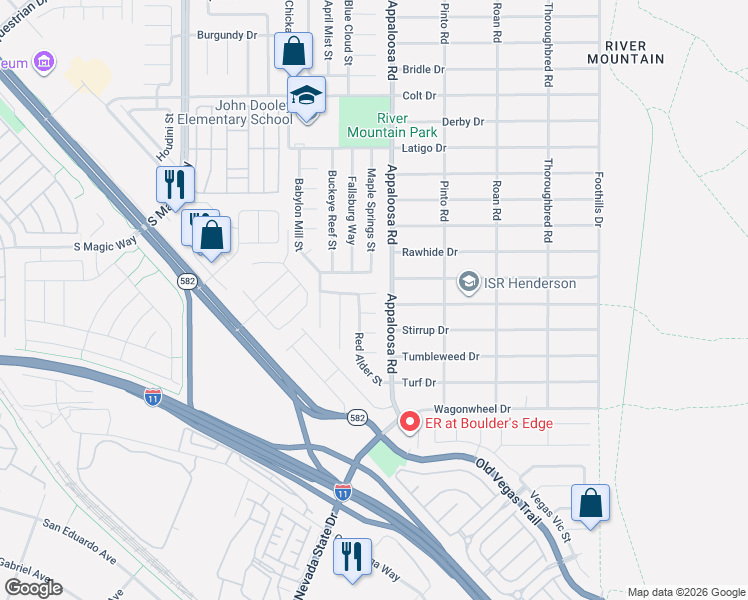 map of restaurants, bars, coffee shops, grocery stores, and more near 1335 Passiflora Drive in Henderson