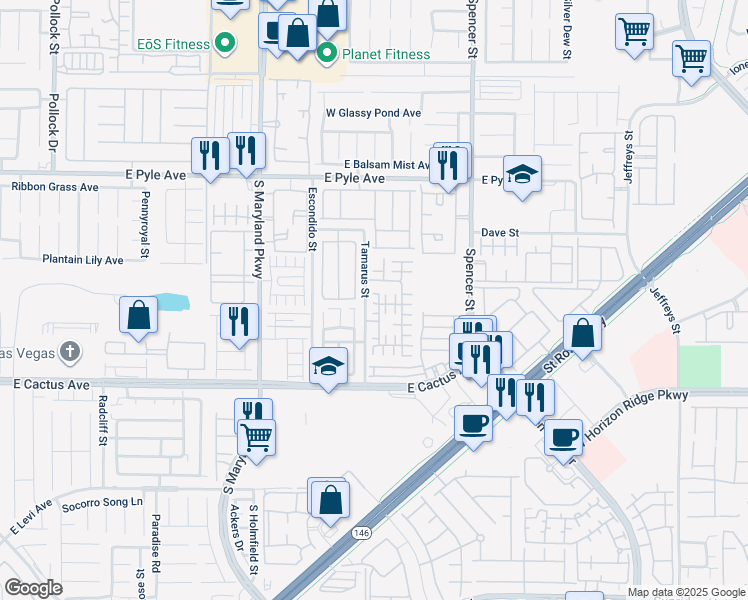 map of restaurants, bars, coffee shops, grocery stores, and more near 10331 Adams Chase Street in Las Vegas