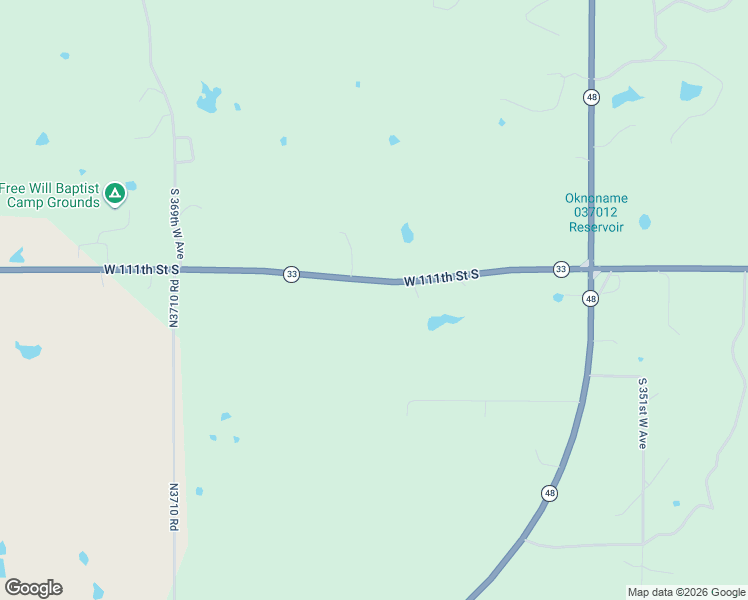 map of restaurants, bars, coffee shops, grocery stores, and more near 35984 Oklahoma 33 in Mannford