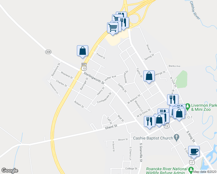 map of restaurants, bars, coffee shops, grocery stores, and more near 800 Sterlingworth Street in Windsor