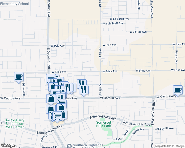 map of restaurants, bars, coffee shops, grocery stores, and more near 4454 Shallow Brush Avenue in Las Vegas