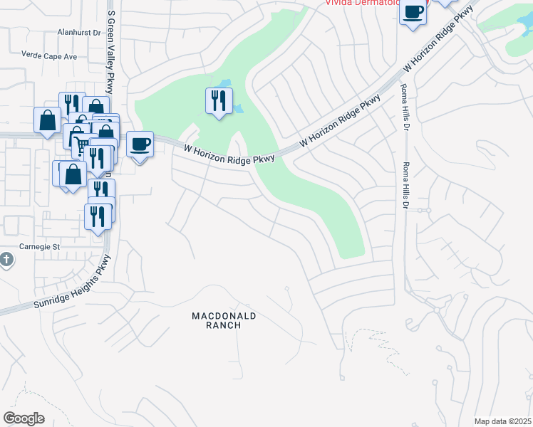 map of restaurants, bars, coffee shops, grocery stores, and more near 2136 Desert Woods Drive in Henderson