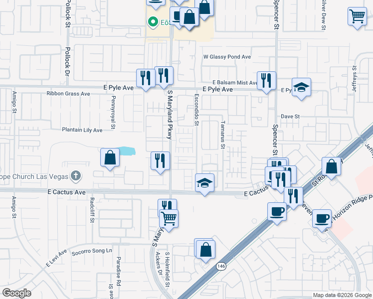 map of restaurants, bars, coffee shops, grocery stores, and more near 1293 Sand Castle Avenue in Las Vegas