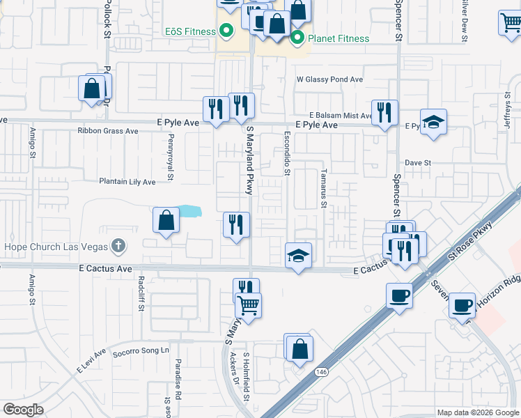 map of restaurants, bars, coffee shops, grocery stores, and more near 1221 Sand Castle Avenue in Las Vegas