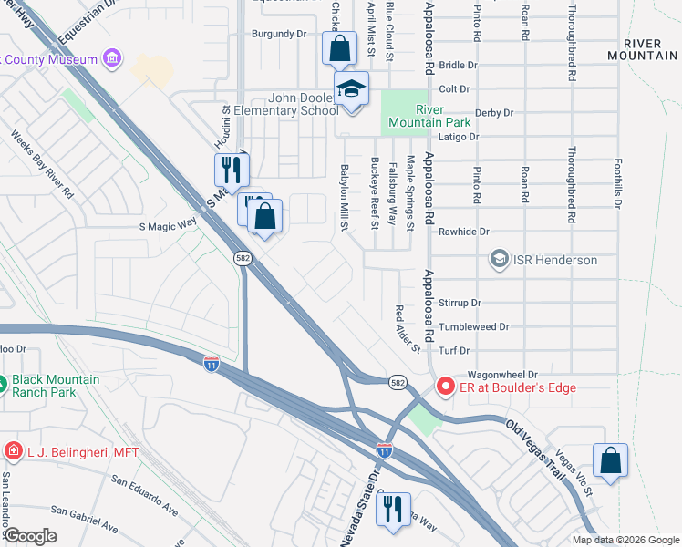 map of restaurants, bars, coffee shops, grocery stores, and more near 1291 El Solindo Lane in Henderson