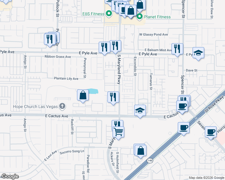 map of restaurants, bars, coffee shops, grocery stores, and more near 1129 Claire Rose Avenue in Las Vegas