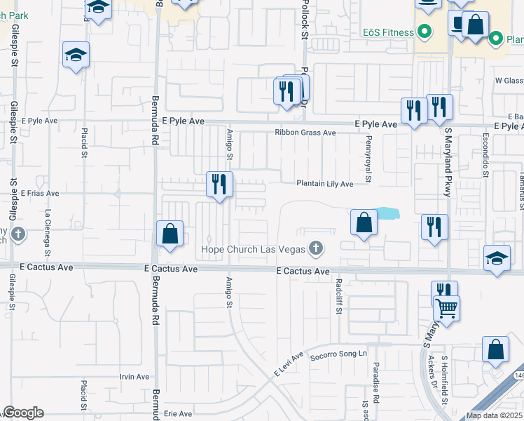 map of restaurants, bars, coffee shops, grocery stores, and more near 10346 South Gunter Hill Court in Las Vegas