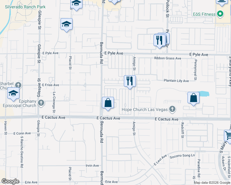 map of restaurants, bars, coffee shops, grocery stores, and more near 10380 Midnight Iris Street in Las Vegas