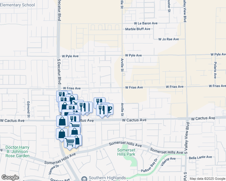 map of restaurants, bars, coffee shops, grocery stores, and more near 4454 Shallow Brush Avenue in Las Vegas