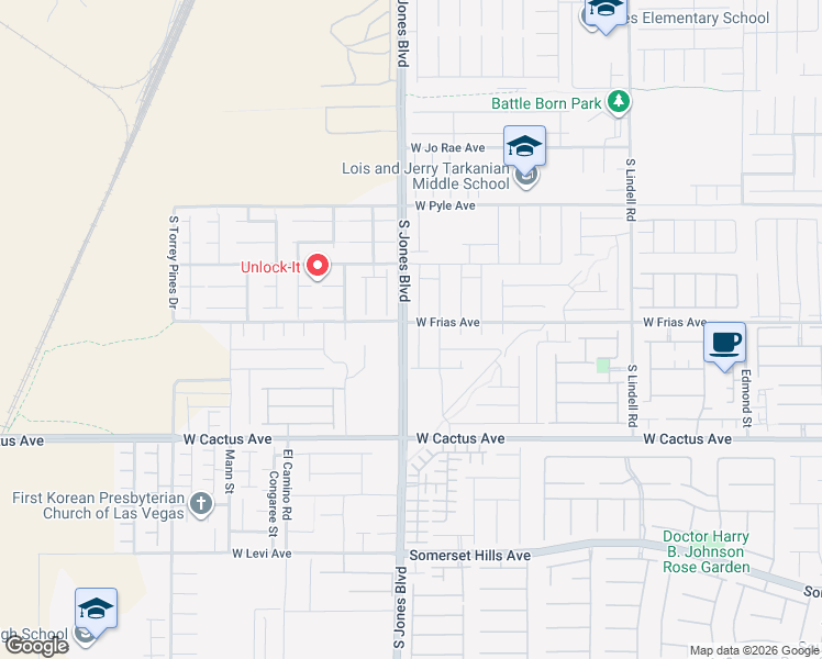 map of restaurants, bars, coffee shops, grocery stores, and more near 10345 South Jones Boulevard in Las Vegas