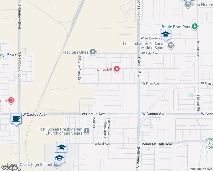 map of restaurants, bars, coffee shops, grocery stores, and more near 10293 Burning Bush Street in Las Vegas