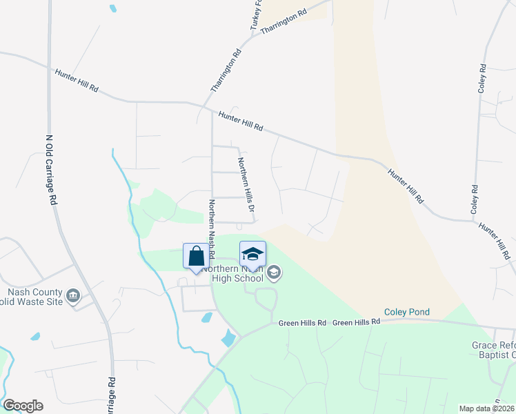 map of restaurants, bars, coffee shops, grocery stores, and more near 3655 Northern Hills Drive in Rocky Mount