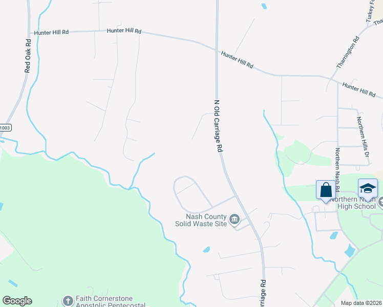 map of restaurants, bars, coffee shops, grocery stores, and more near 2173 Creekridge Drive in Rocky Mount