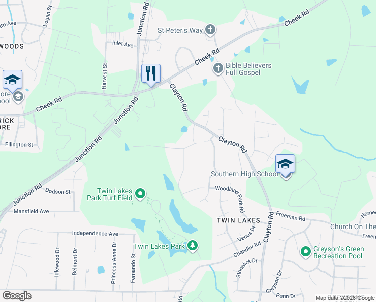 map of restaurants, bars, coffee shops, grocery stores, and more near 925 Clayton Road in Durham