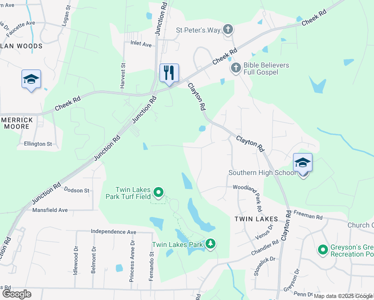 map of restaurants, bars, coffee shops, grocery stores, and more near 925 Clayton Road in Durham
