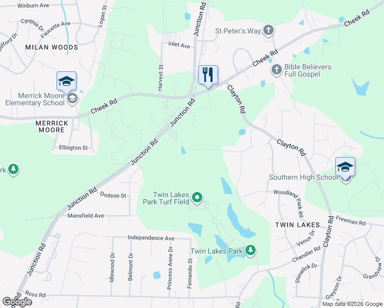 map of restaurants, bars, coffee shops, grocery stores, and more near 750 Junction Road in Durham