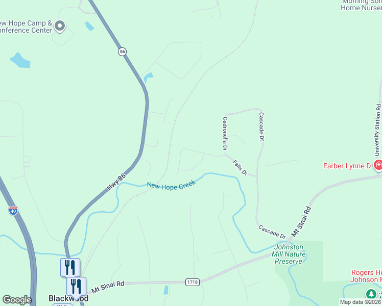 map of restaurants, bars, coffee shops, grocery stores, and more near 2310 Celastrus Lane in Chapel Hill