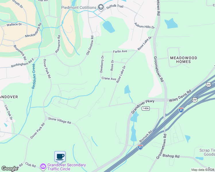 map of restaurants, bars, coffee shops, grocery stores, and more near 60 Creswell Court in Greensboro