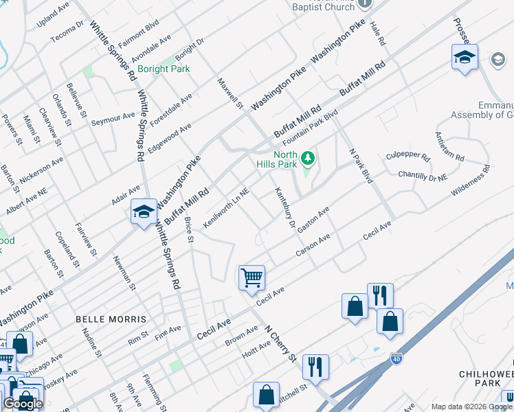 map of restaurants, bars, coffee shops, grocery stores, and more near 2406 Teeple Street in Knoxville