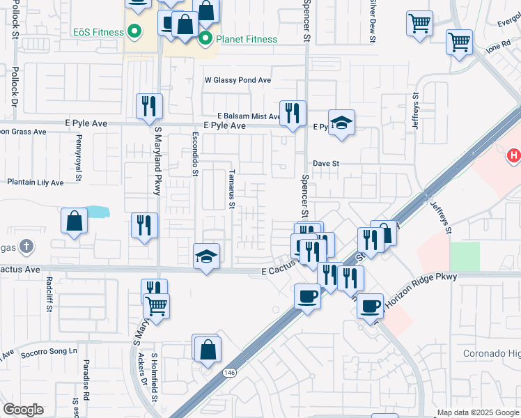 map of restaurants, bars, coffee shops, grocery stores, and more near 10324 Cherry Brook Street in Las Vegas