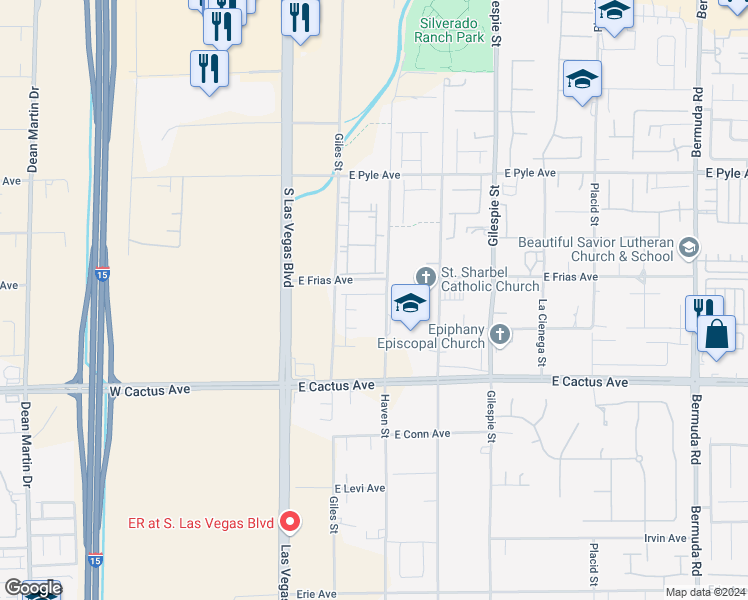 map of restaurants, bars, coffee shops, grocery stores, and more near 89 Kokomiko Avenue in Las Vegas