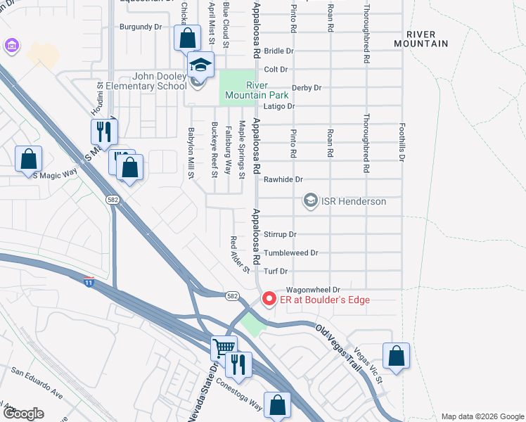 map of restaurants, bars, coffee shops, grocery stores, and more near 1501 Sundown Drive in Henderson